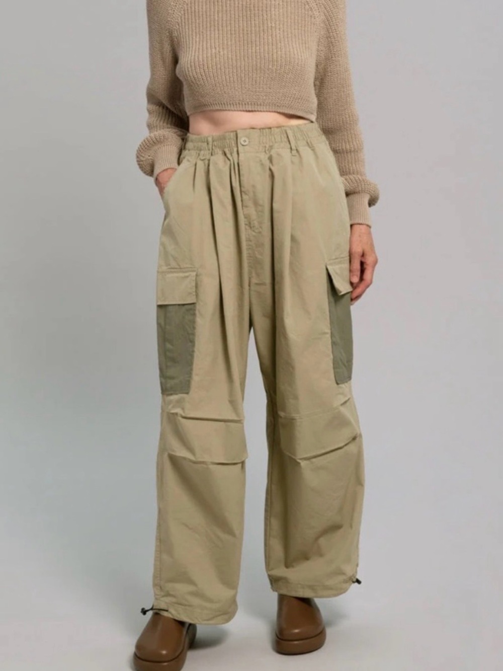 The Frankie Shop Stu Colorblock Cargo Pants Beige Combo NWT